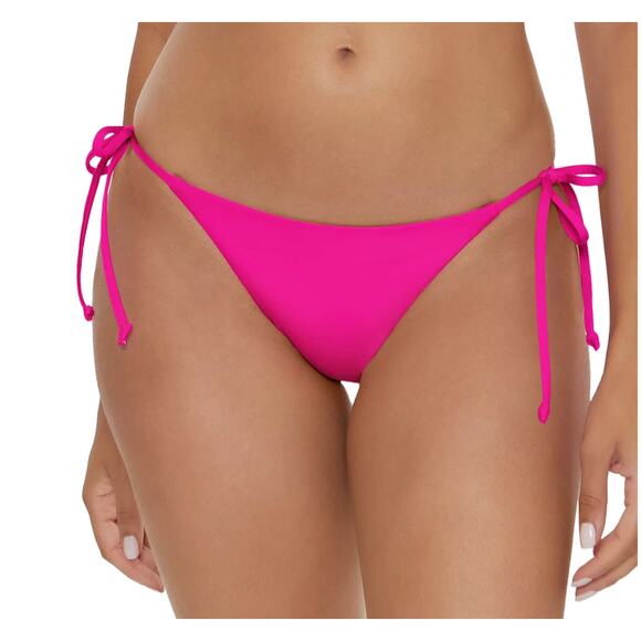 NWT BECCA by Rebecca Virtue Tie Bikini Bottom in Bright Pink Size Large - Picture 1 of 8